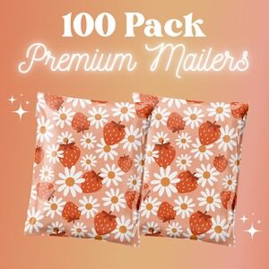 Daisy Strawberries Poly Mailers 10x13 Inch 100‎ Pack Shipping Supplies Summer